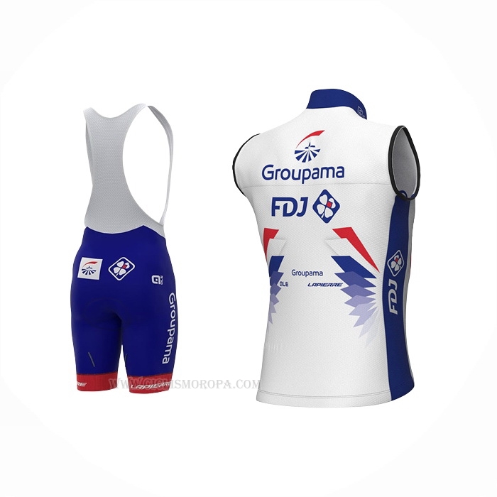 2022 Chalecos Cortavientos Groupama-fdj Blanco Azul Mangas Corta y Culotte Corto